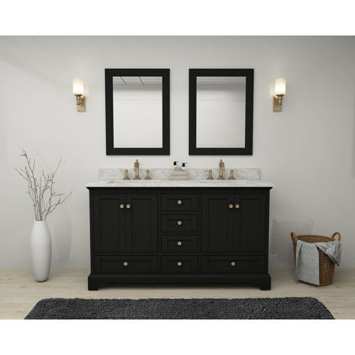 Birch Lane™ Ellinger 60" Double Bathroom Vanity Set with Mirror Wayfair